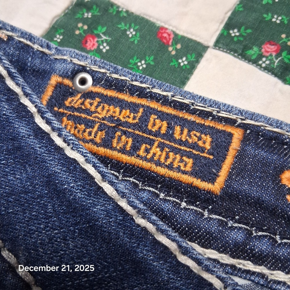 Rock Revival Molly Boot Cut Blue Jeans Size 29 Blue Sequin Embroidered Pockets - Picture 7 of 15